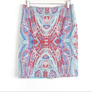 Jones New York JNY straight skirt paisley print cotton lined summer beach vibes